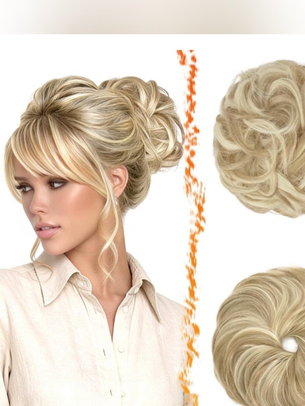 BARSDAR 2-Piece Blonde Messy Bun Hair Extensions – New